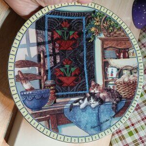 Vintage "Lazy Morning" Collector's Plate Country Corners Edwin M Knowles Cats